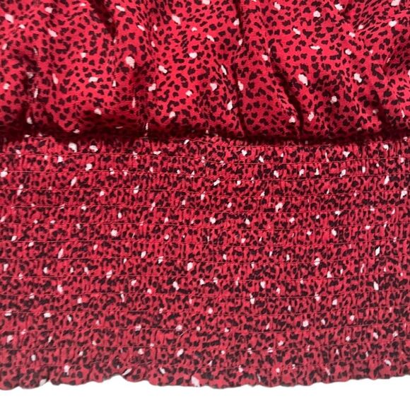 Meraki smocked WAIST V NECK RED blouse - Picture 6 of 7